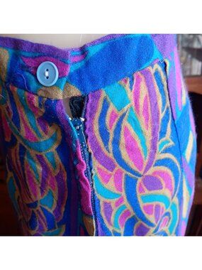 True Vintage Skirt 26" 1970's HANDMADE WILDE PINK/PURPLE PSYCHADELIC LONG